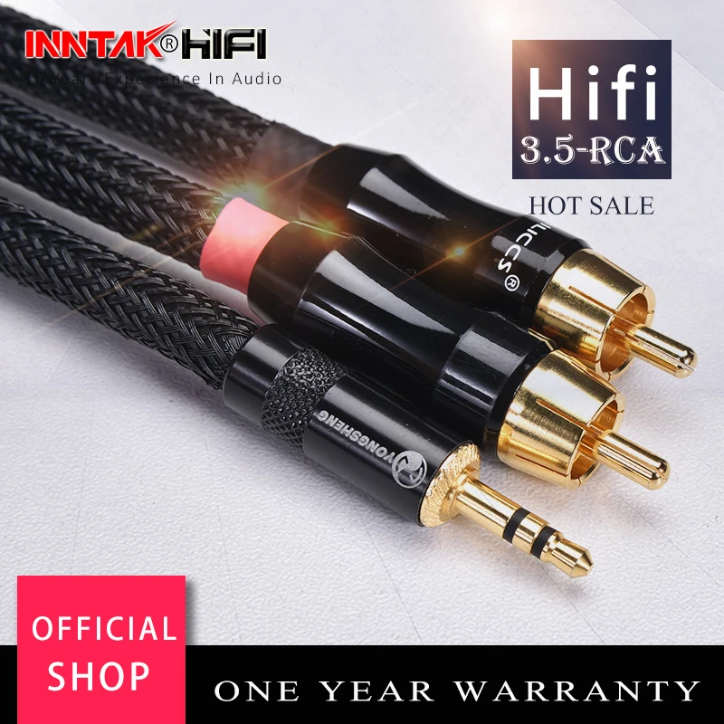 HIFI 4N-OFC 3.5mm To 2 RCA Audio Cable / 0.5m 1m 1.5m 2m 3m