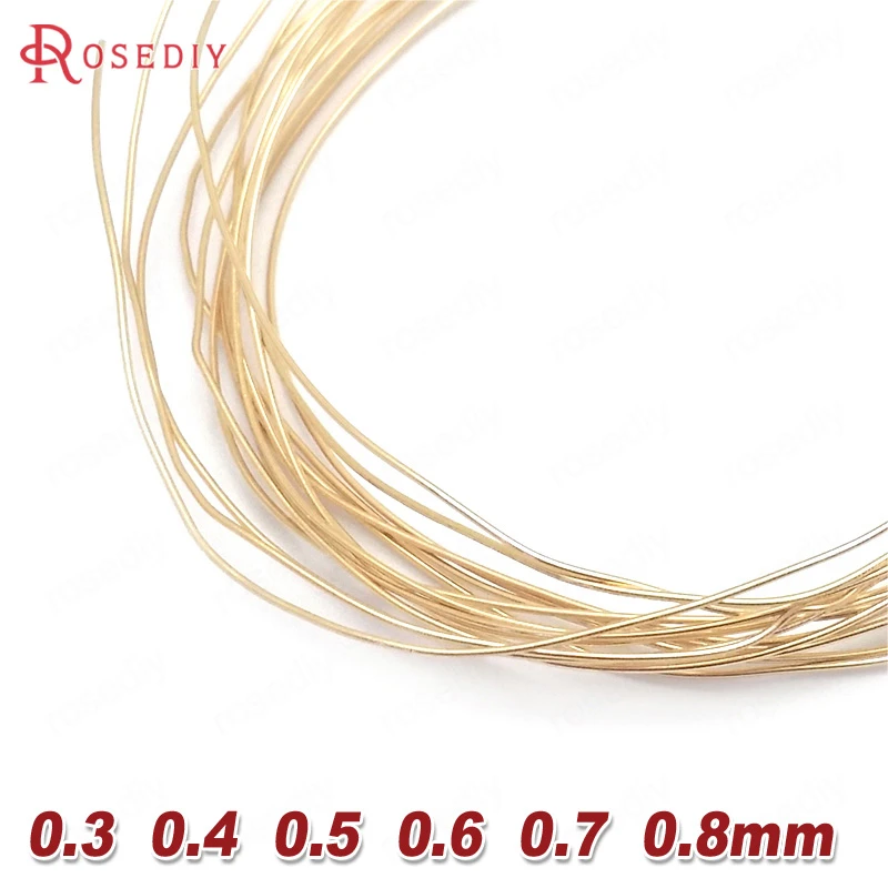 5 Meters 0.4MM 0.5MM 0.6MM 0.7MM 0.8MM 24K Gold Color Brass Make Shape Metal Wire High Quality Jewelry Accessories