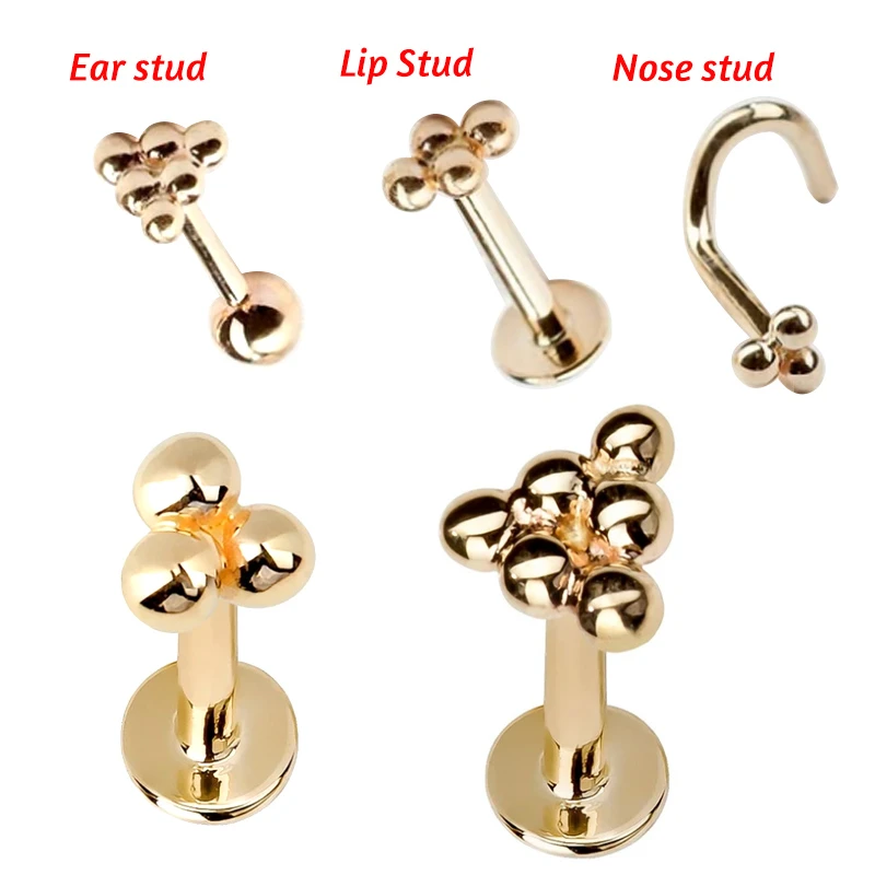 1Pc 16G 6/8mm Internally Threaded Prong Stud Nose Labret Stud Ear Tragus Cartilage Earring Lip Ring Piercing Jewelry Titanium