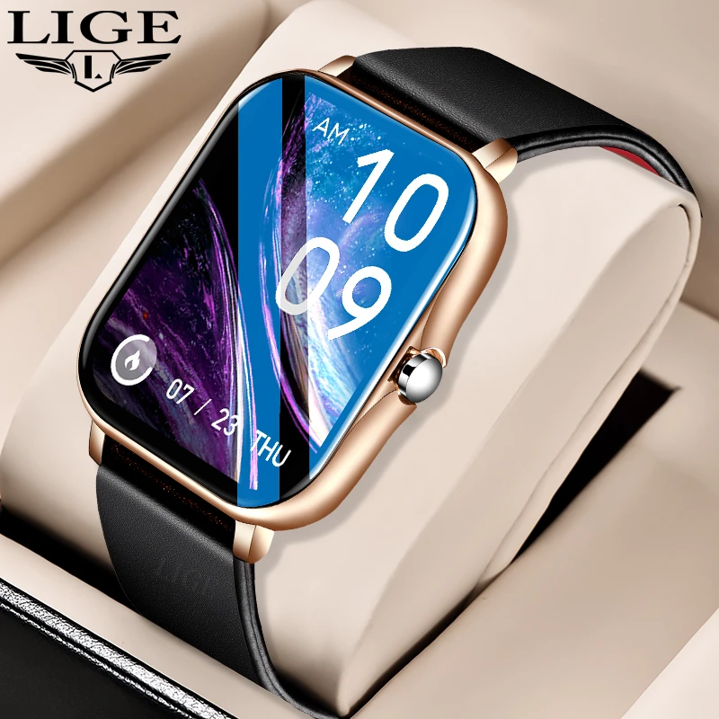 LIGE P8 Plus 2021 Smart Watch Woman 1.7 Inch Full Touch IP67 Waterproof Fitness Tracker Men Smartwatch Customize Dial For xiaomi