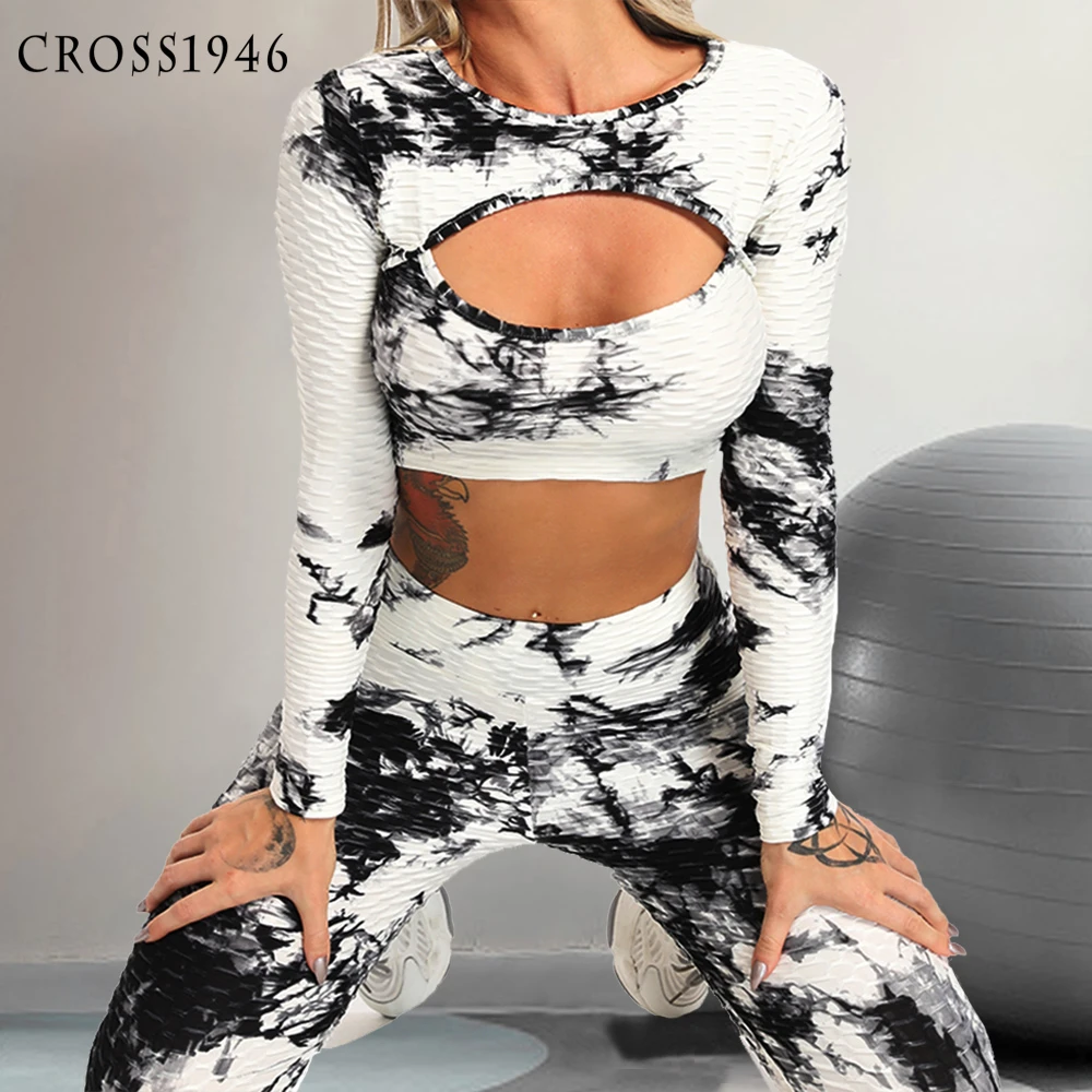 NEW Print Women Yoga Sets fitness sportswear Gym Clothing Track Suit High Waist gym leggings sexy sports suits 2021 yoga tops