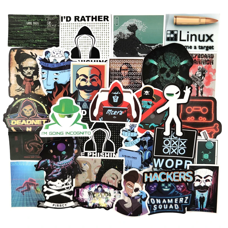 10/30/50pcs/pack Programmer Hacker Network Lable Stickers For Notebook Motorcycle Skateboard Mobile Phone Decal Trunk Helmet