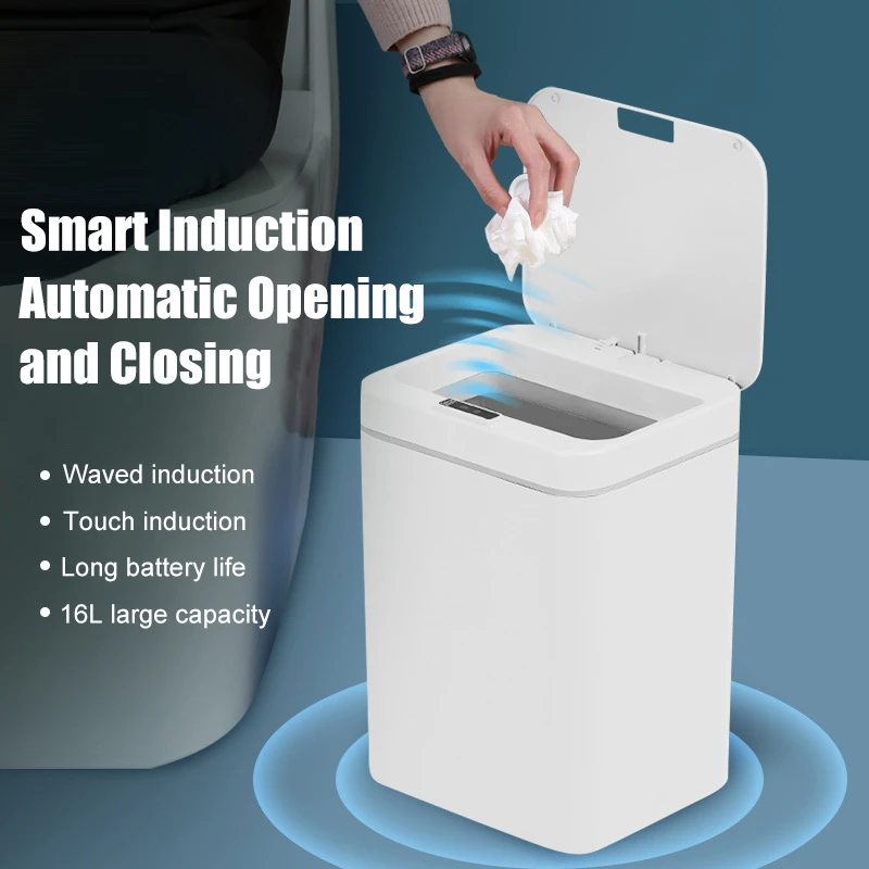 YOREDE 16L Smart Induction Trash Can Automatic Sensor Dustbin USB Charging Rubbish Can Home&Kitchen Touch Sensor Garbage Bucket