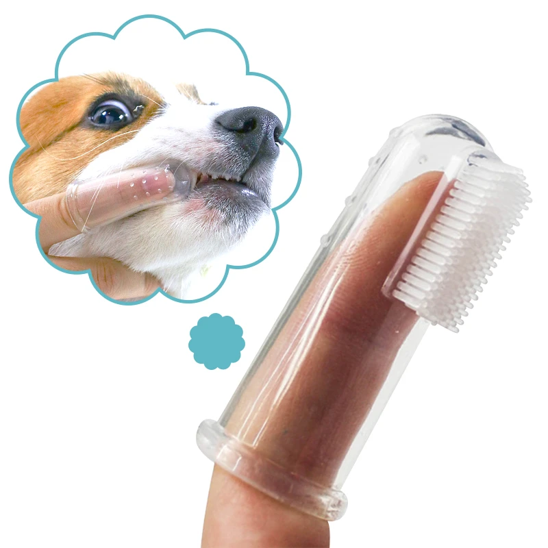 1PC Super Soft Pet Finger Toothbrush Dog Brush Bad Breath Tartar Teeth Care Tool Dog Cat Cleaning Silica Gel Pet Supplies Tools
