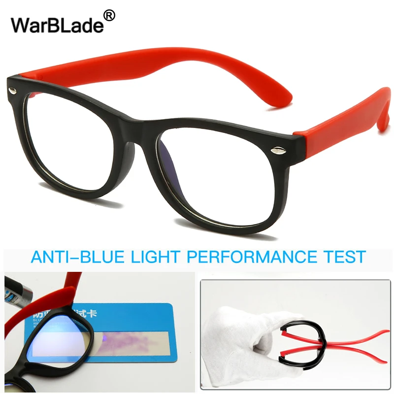 WarBLade New Anti Blue Light Kids Glasses Children Square Optical Frame Eyeware Boy Girls Computer Transparent Eyeglasses UV400