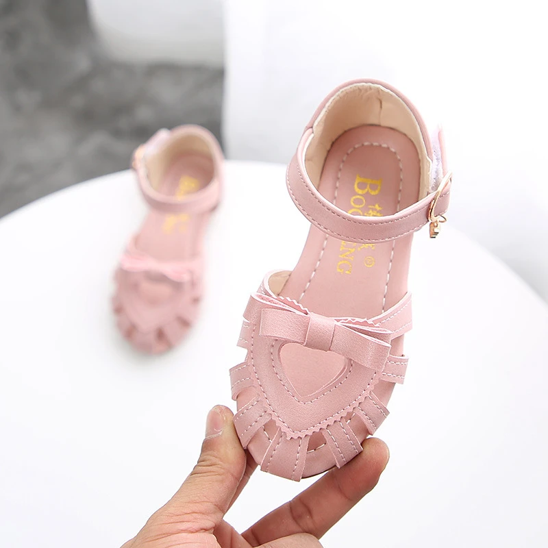 ULKNN Toddler Girl Sandals Solid Elegant Heart Design Sandals Shoes For Girls Kids Summer Beach Sandal Outdoor Shoes
