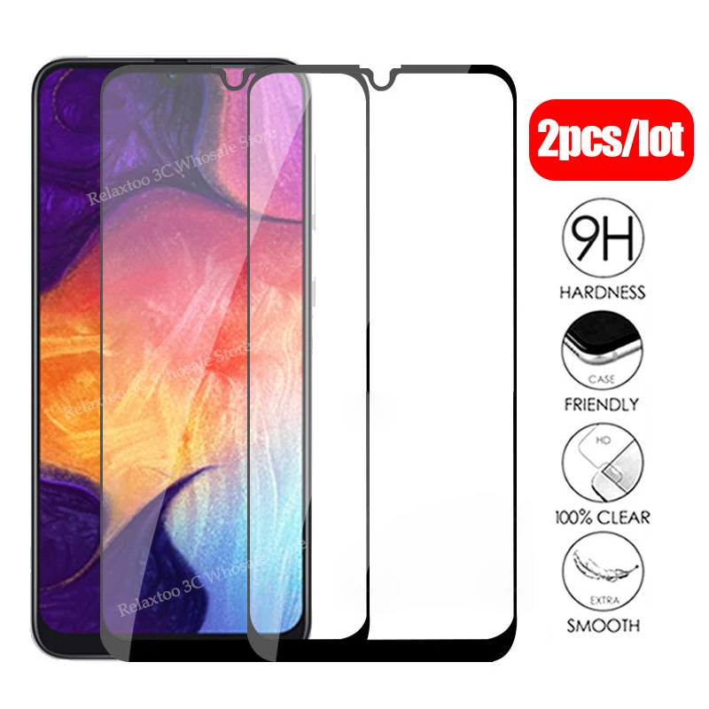 2pcs protective glass For samsung a50 2019 3D Full cover screen protector on the For Galaxy a10 a20 a30 a20E a40 a70 a 50 Film