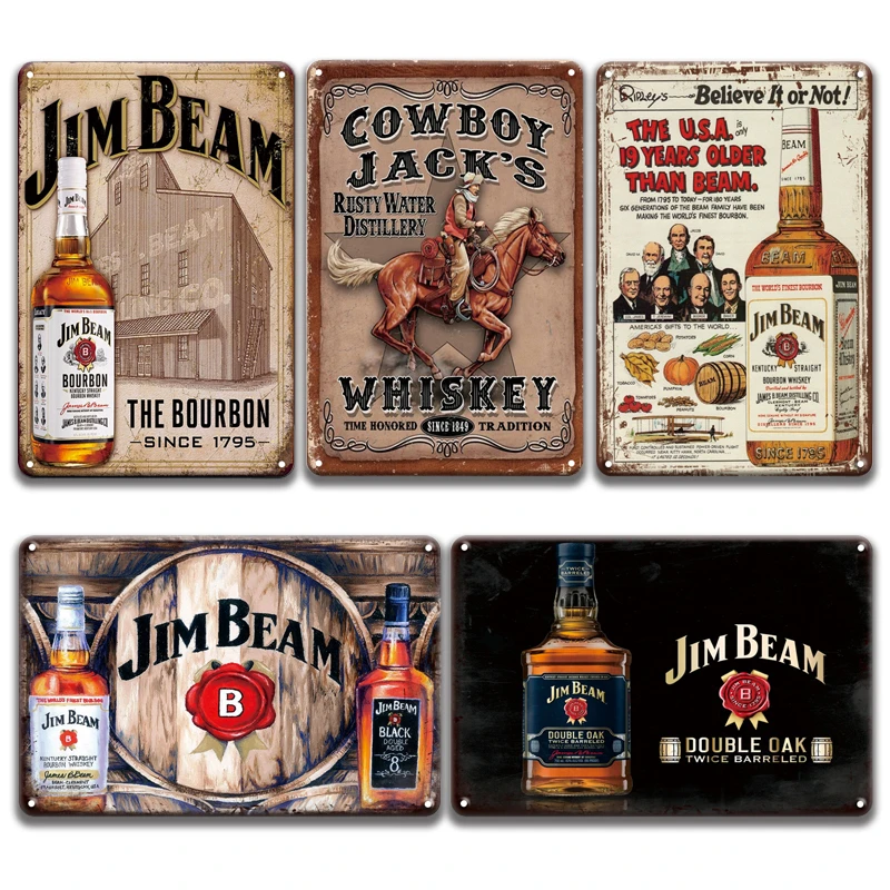 THE BOURBON WHISKEY Retro Metal Sign Advertisement Poster Decorative Plaque Metal Vintage Pub Bar Wall Hanging Decor