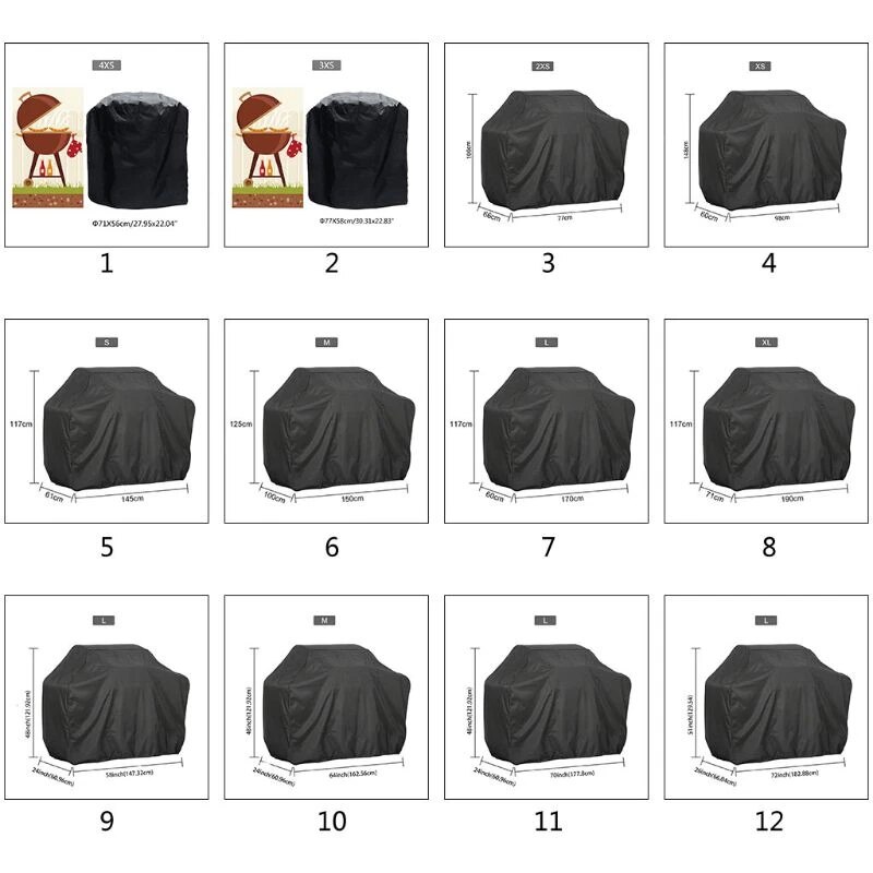 190T 210D BBQ Cover Outdoor Dust Waterproof Weber Heavy Duty Grill Cover Rain Protective Outdoor Barbecue Cover Round