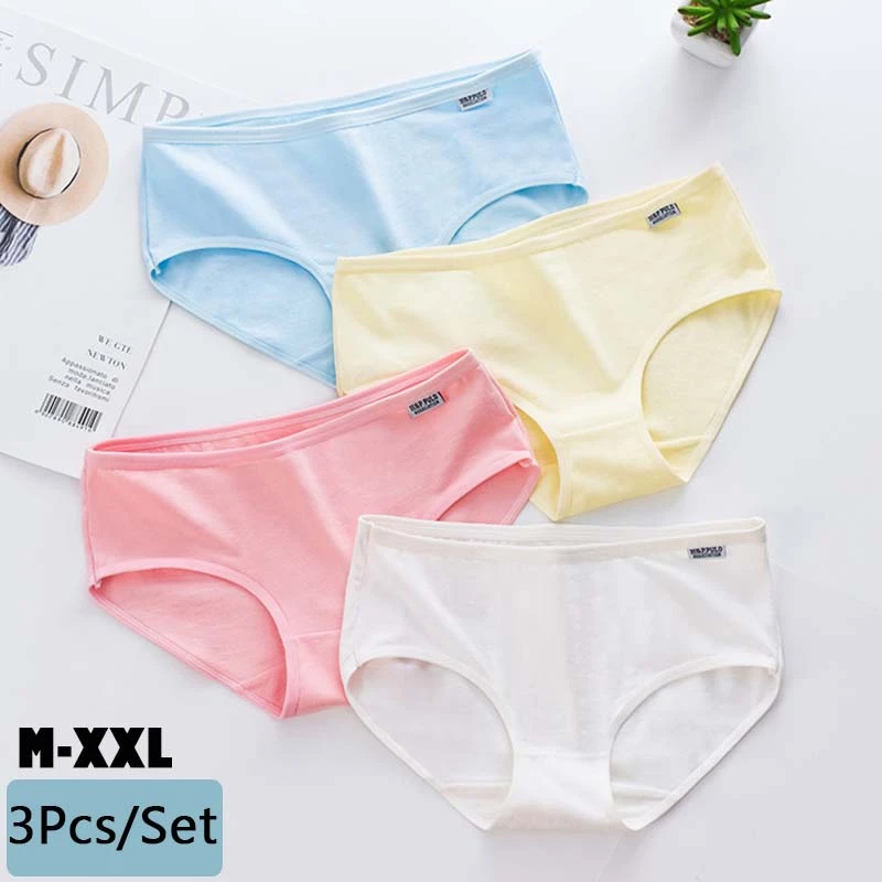 3 Pcs/Set Women Panties Cotton Breathable Underwear Comfort Cute Girls Briefs Ladies Seamless Lingeries Underpants Shorts Female