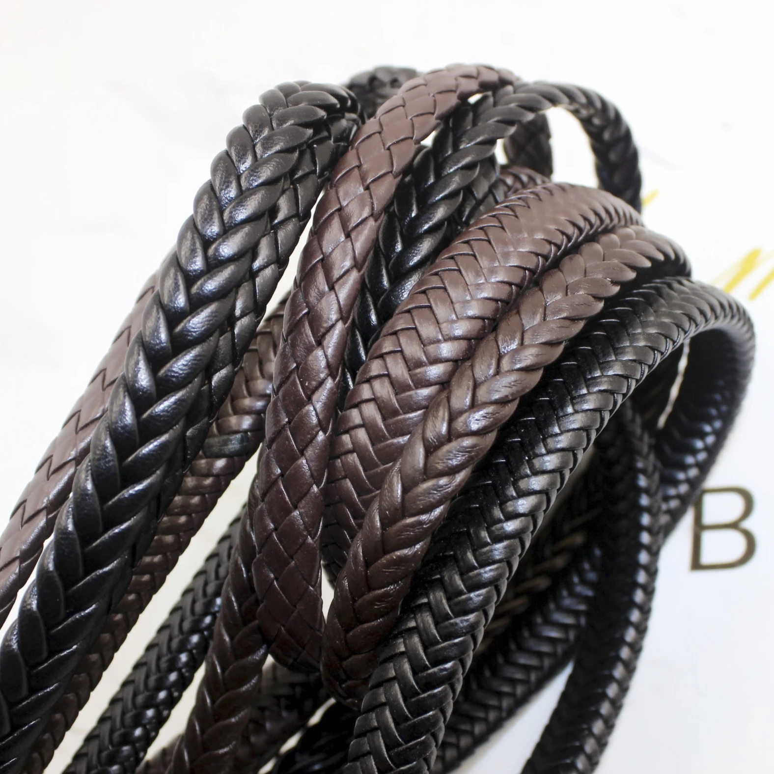 REGELIN 2 meters 9/12mm Flat Braided PU Leather Bracelet Findings PU Leather Cord String Rope DIY Necklace Bracelet Making