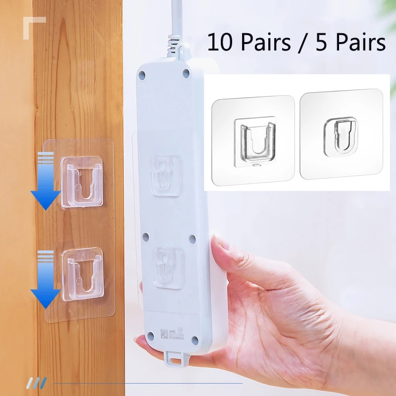 10/5/3 Pairs Double-Sided Adhesive Wall Hooks Wall Hanger Transparent Suction Cup Sucker Cable Storage Plug Fixing Organize