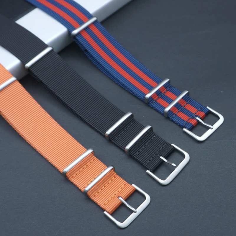 Premium Quality Herringbone 20mm 22mm Seatbelt Watch Band Nylon Nato Strap For 007 James Bond Military Watch