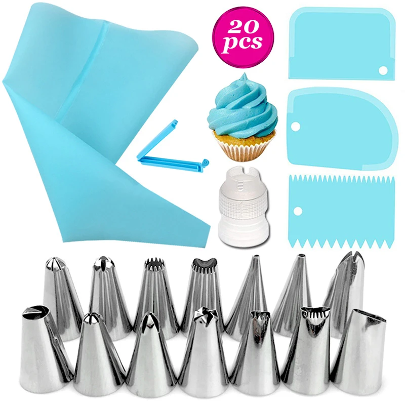 26/20/18Pcs/Set Stainless Steel+Plastic Cakes Decoration Pastry Nozzle Set Multi Purpose With Cream Pastry Bag Kitchen Gadgets