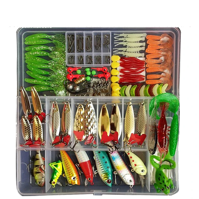 Kit Fishing Lures Set Hard Artificial Wobblers Metal Jig Spoons Soft Lure Fishing Silicone Bait Fishing Tackle Accessories Pesca