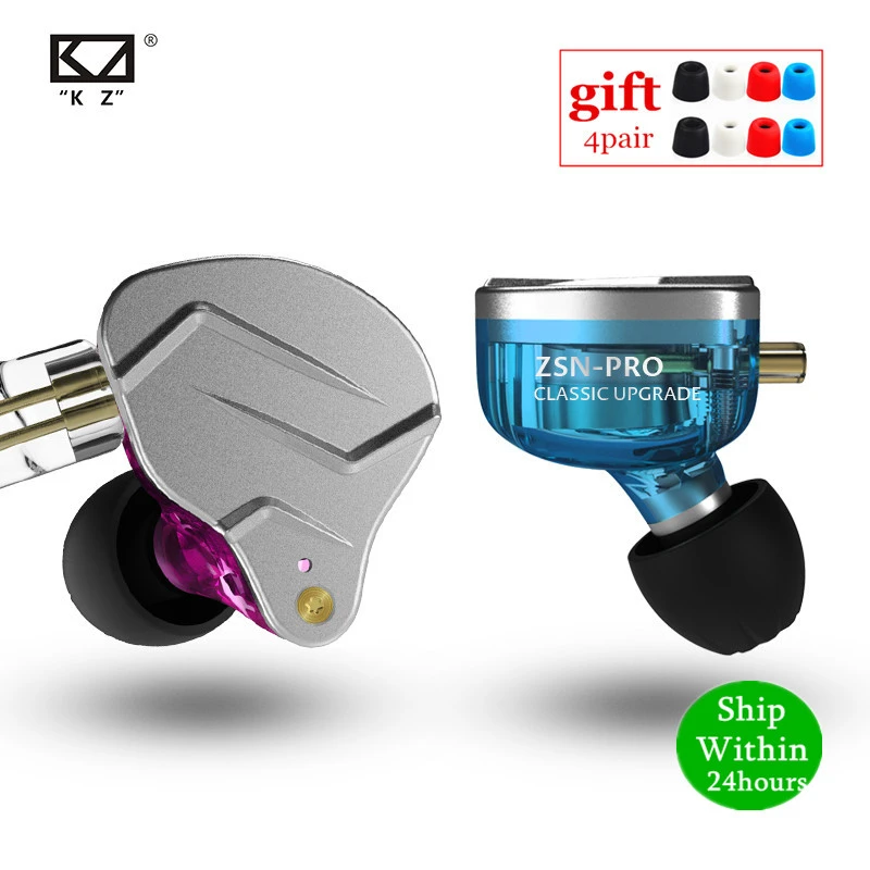 KZ ZSN PRO BA+DD Hybrid technology HIFI Metal In Ear Earphones Bass Earbud Sport Noise Cancelling Headset ZS10 PRO ZST AS10 ES4