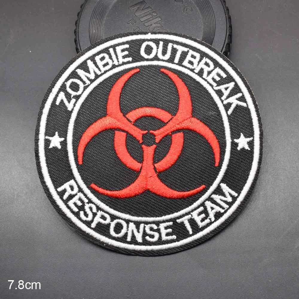 Punk Zombie Outbreak Iron on Embroidered Cloth Patch For Girls Boys Man Clothes Stickers Apparel Garment Accessories