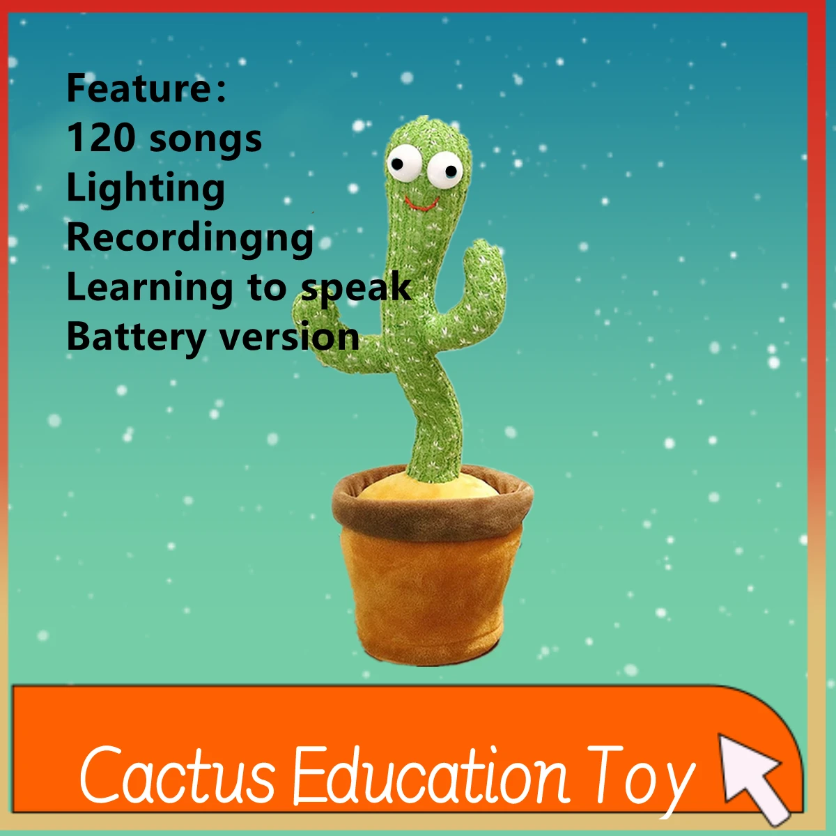 Funny Cactus Plush Toy Doll Speak Talk Sound Record Repeat Toy 120 Russian Spanish Vietnamese Arabic English Songs Education Toy