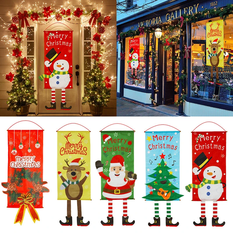 Merry Christmas Porch Door Banner Hanging Ornament Christmas Decoration For Home Xmas Navidad 2020 Happy New Year 2021