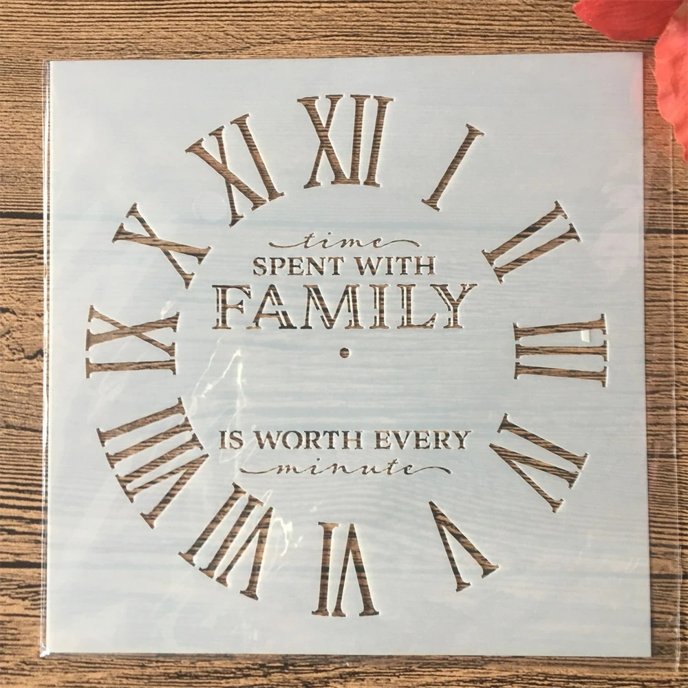New 15*15cm Clock Family Dial DIY Layering Stencils Painting Scrapbook Coloring Embossing Album Decorative Card Template