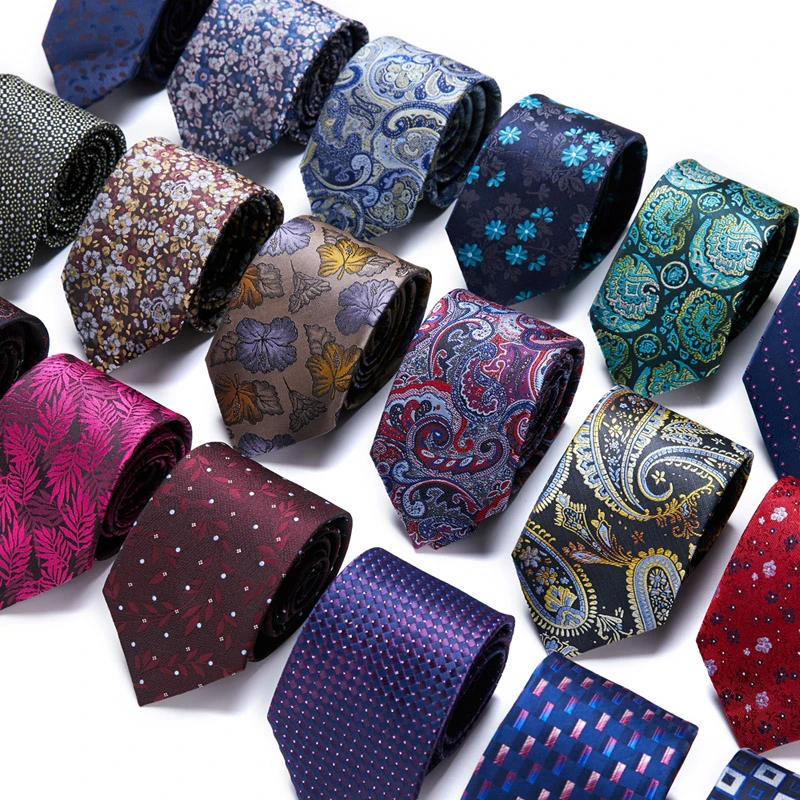 Novelty Ties Men's Fashion Tie  7.5cm Blue Necktie Green & Orange Color Neck Tie For Men Paisley Floral Bowtie