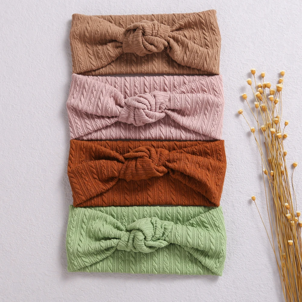 1pcs Waffle Cable Knit Knot Baby Headbands Newborn Baby Nylon Elastic Hairbands Ribbed Headband Baby Hair Accessories