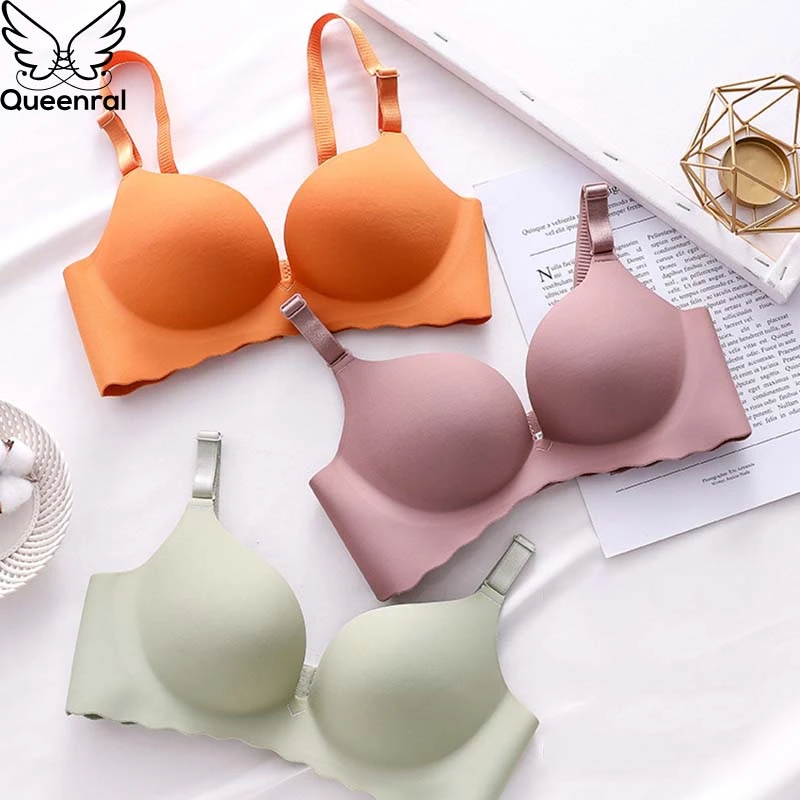 Queenral Seamless Bras For Women Underwear Push Up Lingerie Seamless Bralette Wireless Brassiere Comfortable Intimates  ABC Cup