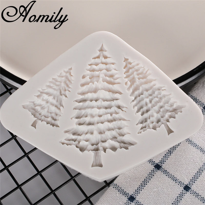 Aomily Chrsitmas Tree Shaped Silicone Molds DIY Christmas Cake Mold Sugar Craft Chocolate Mold Fondant Cake Decorating Tools