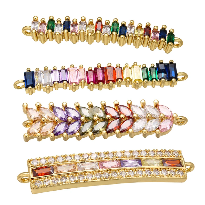 ZHUKOU Exquisite Rainbow Crystal Connector for Women Necklace Bracelet Handmade Jewelry Accessories making findings Model:VS429