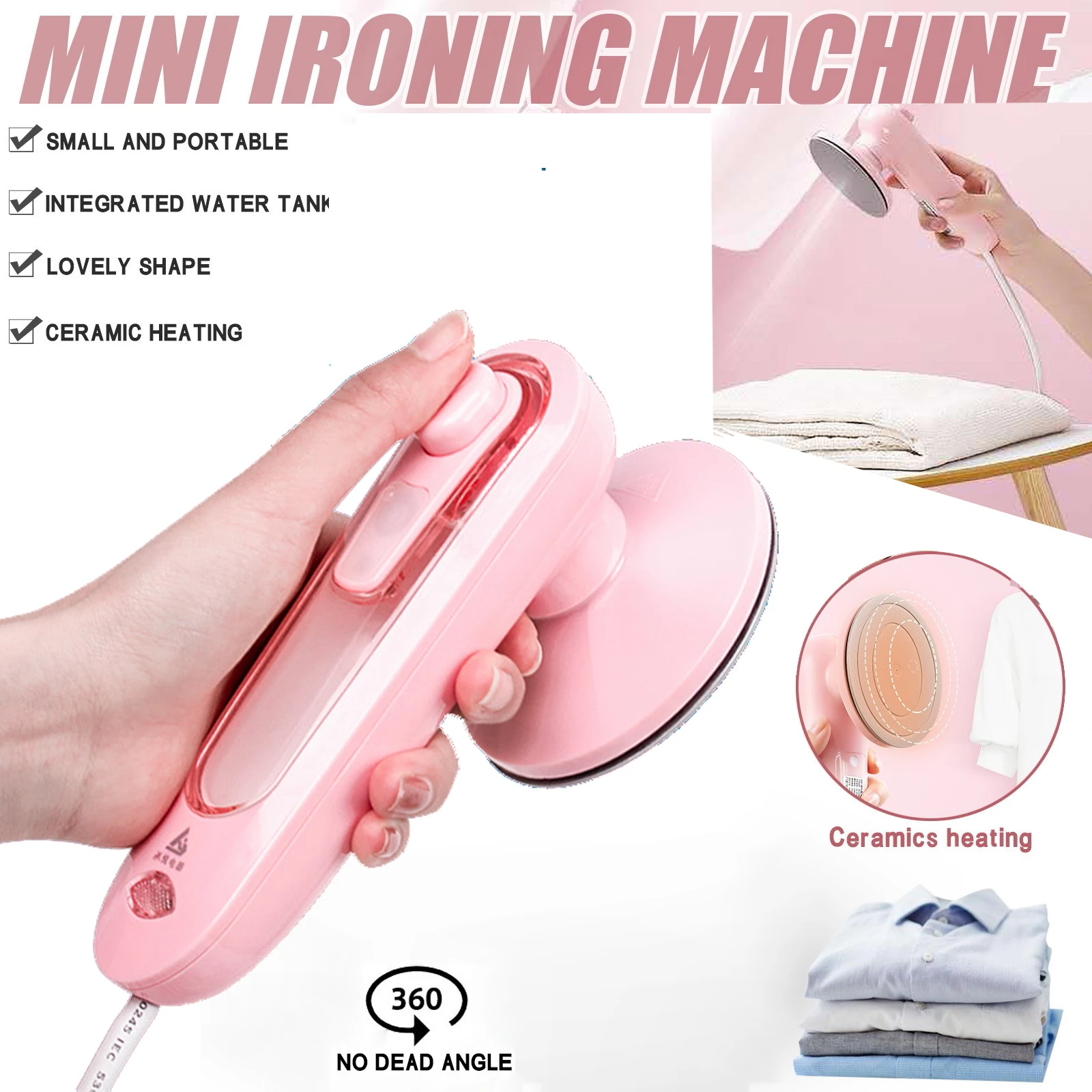 Mini Electric Dry Iron Machine With Spray Water Portable Fast Heat Clothes Handheld Garment Steamer For Home Dormitory Travel