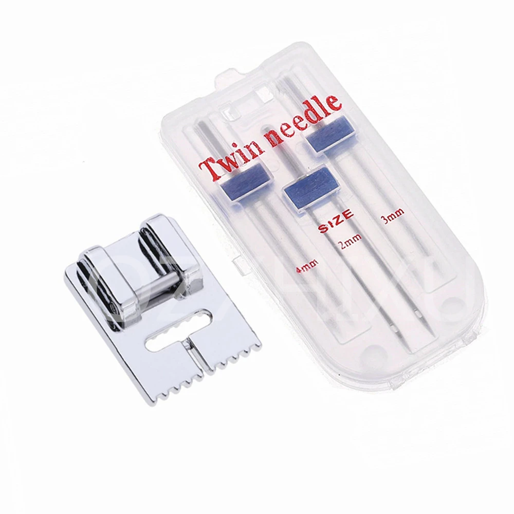 3 Sizes Twin Needles and Wrinkled 9 Grooves Sewing Presser Foot for Sewing Machine Size 2/90 3/90 4/90 multifunctional fittings