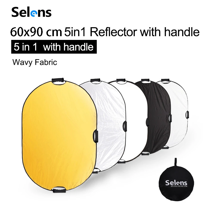 60x90cm Reflector Photography Light Diffuser Portable Camera Light Reflector with Carry Case Reflector For Photography 5 in 1