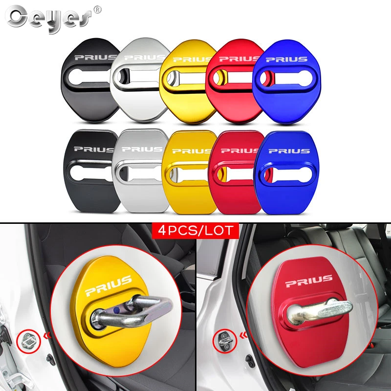 4Pcs Car styling Door Lock Stickers Cover for Toyota PRIUS 2010 - 2020 Case Sticker Auto Exterior Protection Accessories