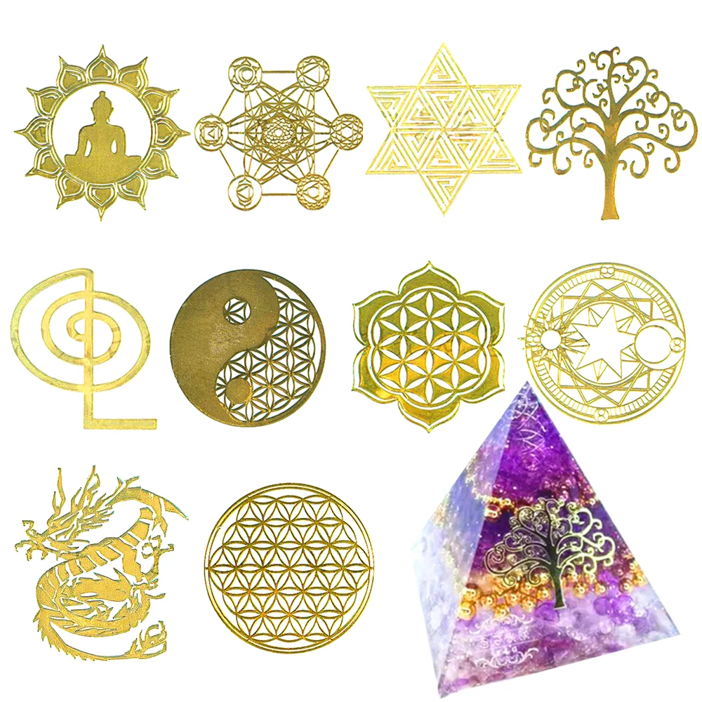 Mix 10pc New Tower Pattern Metal Copper Stickers Energy For DIY Resin Silicone Making Mould Craft Jewelry Tool Jewelry Making