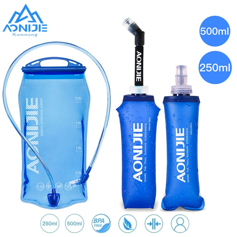 AONIJIE Soft Flask Water Bottle Folding Collapsible Water Bags TPU Free For Running Hydration Pack Waist Bags SD09/10 250/500ml