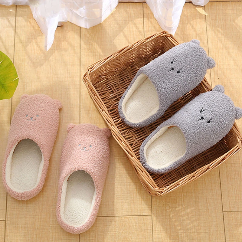 New Winter Women's Slipper Home Shoes For Women Chinelos Pantufas Adulto Fashion Lovely Bear  Indoor House Slippers With Fur