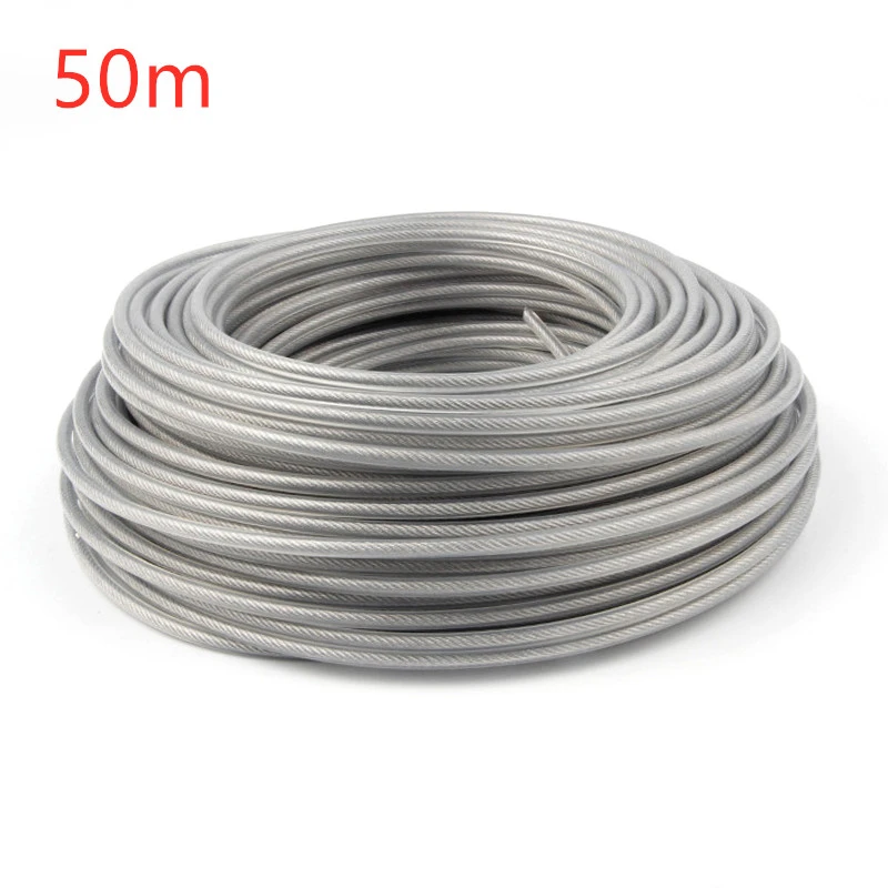Steel Wire Grass Trimmer Wire Rope Brushcutter Lawn Mower Accessories Strimmer Wire Cord Lines Brush Cutter 3mm Gray 50 Meters