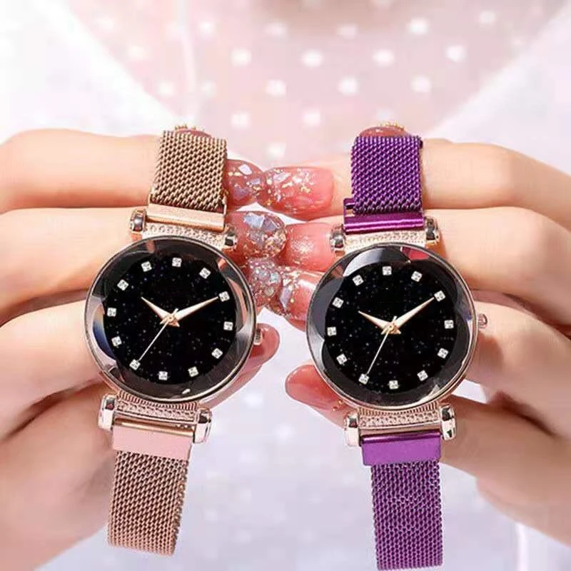 WOKAI Fashionable casual Ladies Magnetic Starry Clock Luxury Women Watches Fashion Female Quartz Wristwatches Relogio Feminino