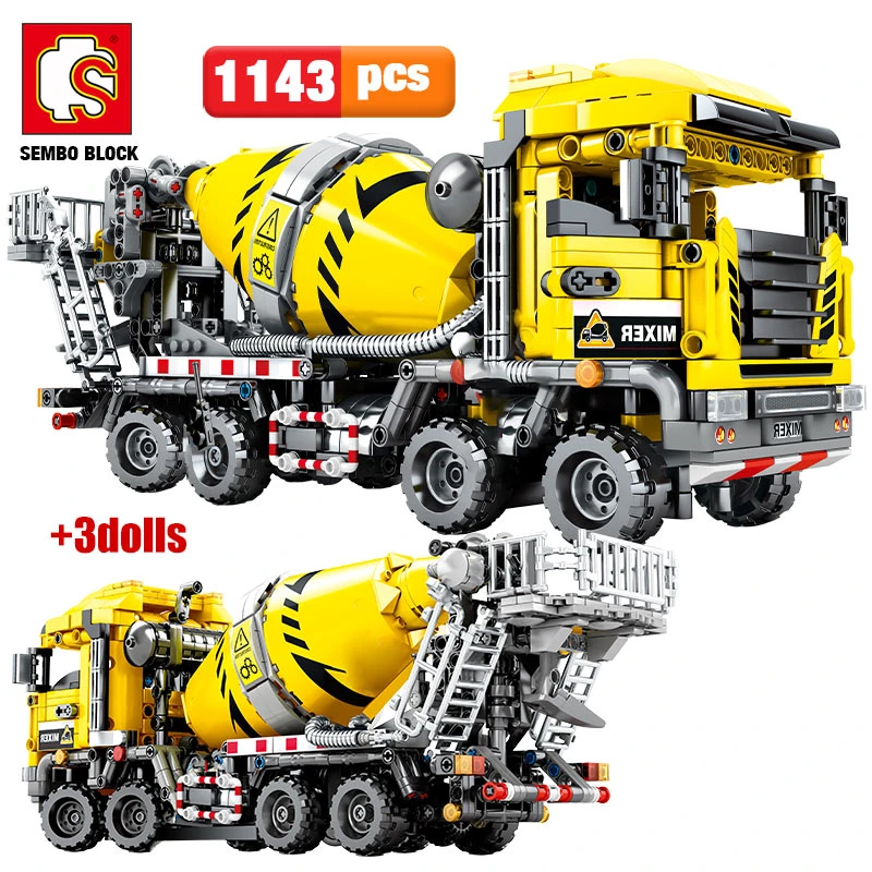 SEMBO City Engineering Bulldozer Crane Technical Car Truck Excavator Roller Building Blocks Construction Bricks Toy for Children