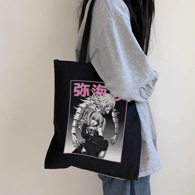 Death Note Canvas Bag Japanese Anime Printed Shopping Bag Fun Casual Cartoon Gothic Female Bag Large Capacity women Shoulder Bag