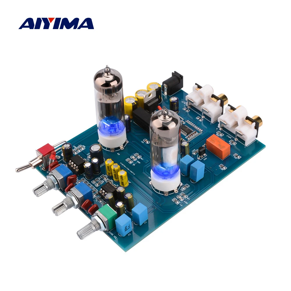 AIYIMA Amplificador Bluetooth Tube Preamplifier Fever Hifi 6J5 Bile Vacuum Tube Preamp JRC5532 Pre Amplifier Tone Control Board