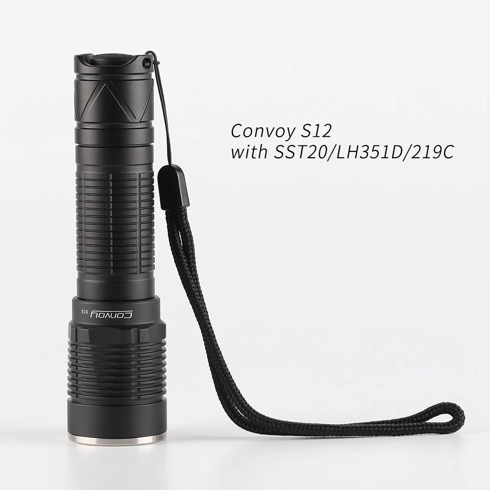 Convoy S12 flashlight with luminus sst20,nichia 219C, LH351D