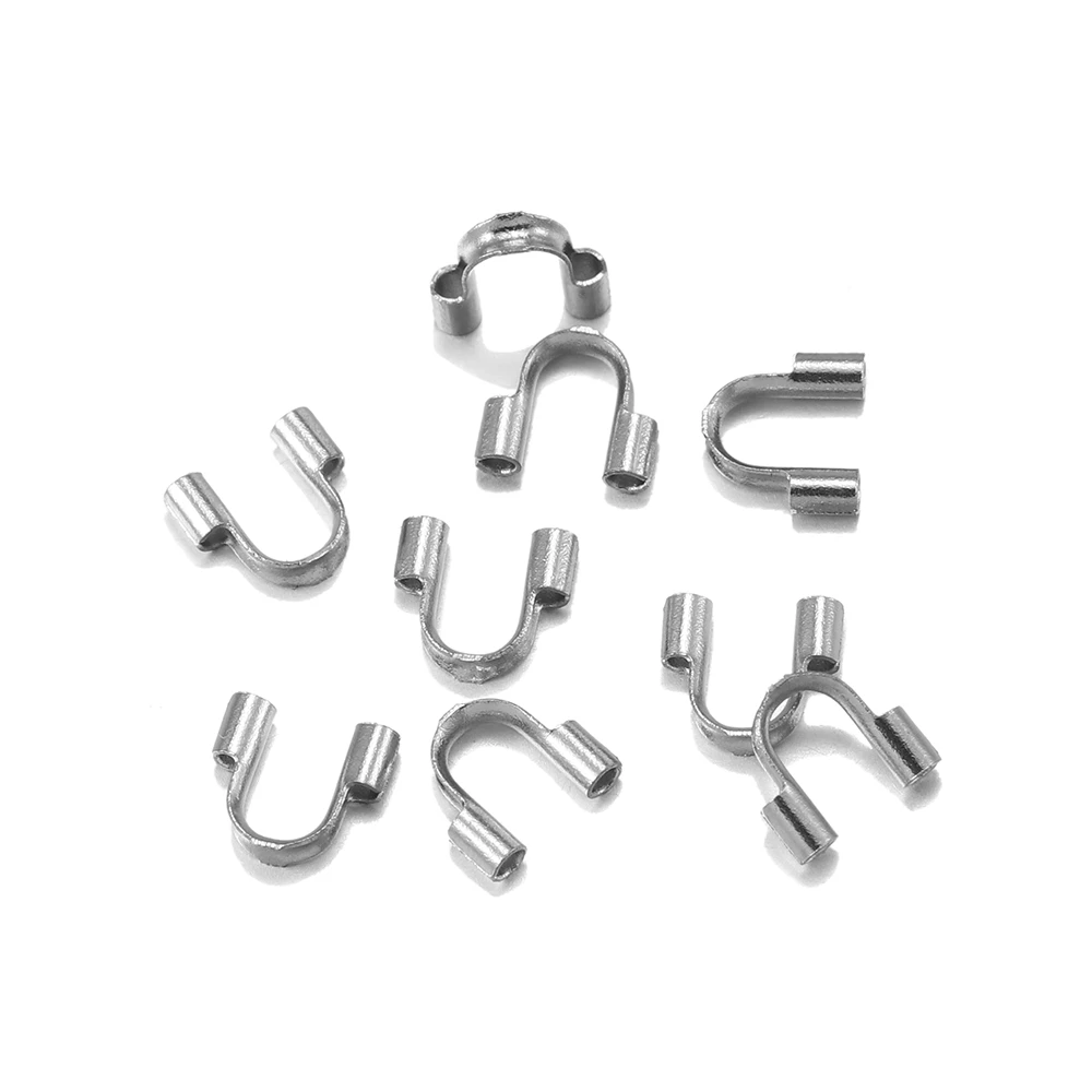 30pcs Stainless Steel Wire Protectors Wire Guard Guardian Protectors loops U Shape Clasps Connector For Jewelry Making Supplies