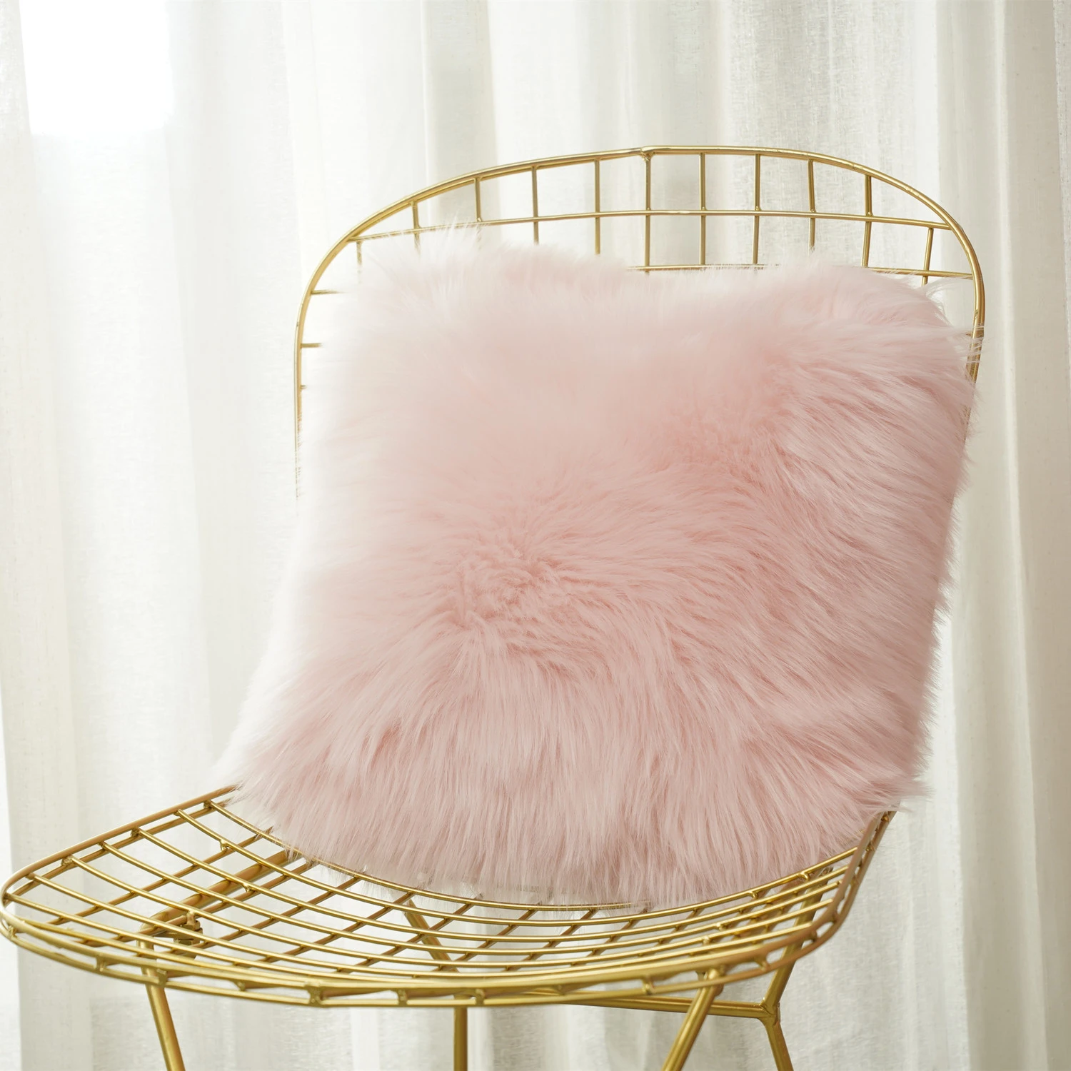 new  Artificial Wool Fur Sheepskin Cushion Cover Hairy Faux Plain Fluffy Soft Throw Pillowcase Washable  Solid Pillow Case