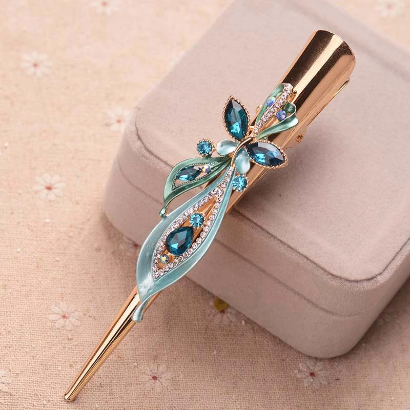 Retro Crystal Flower Butterfly Hair Clip Women Classic Plated Exaggerated Large Metal Hair Claw Hair Accessories