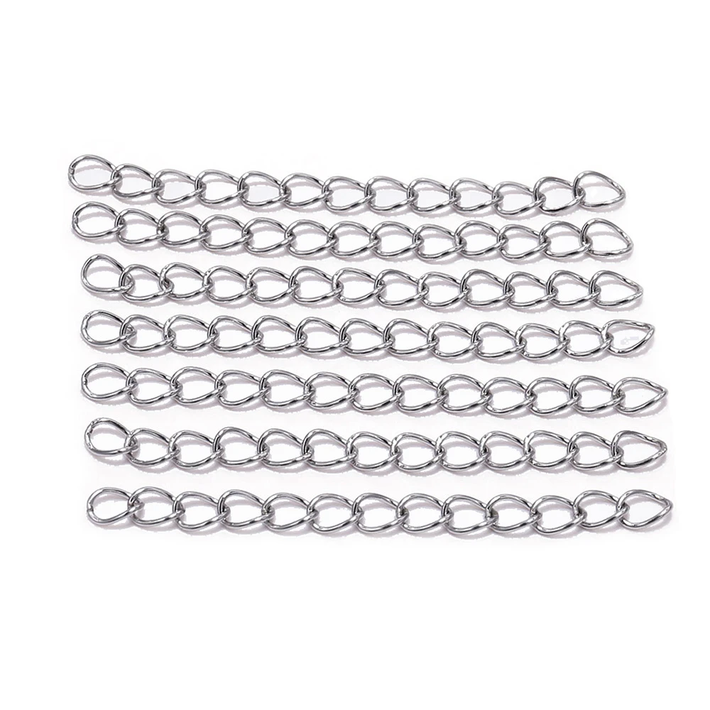 50Pcs/lot 5 7cm Stainless steel Bulk Necklace Extension Chain Tail Extender Bracelet Chains For Jewelry Making Supplies Findings