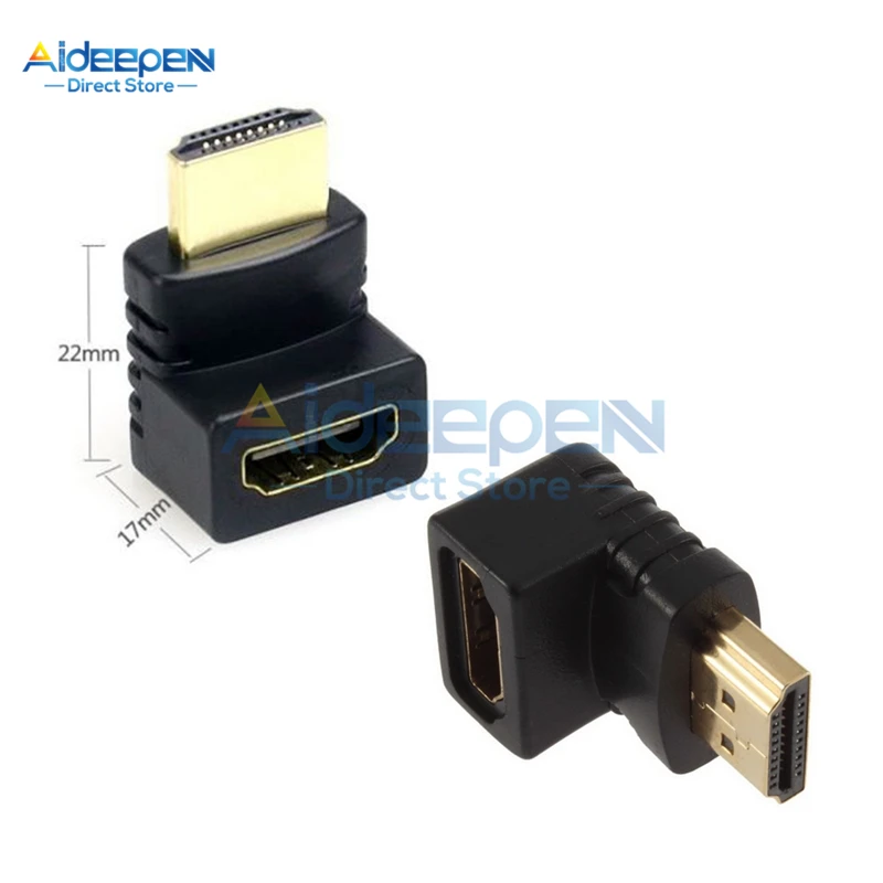 2Pcs/lot 90/270 Degree HDMI-compatible Right Angle Male to Female Adapter Connector For 1080P HDTV Cable Adaptor Converter