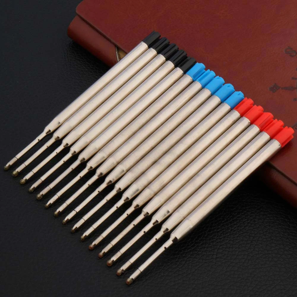 High quality 10Pc Red blue black FIT FOR metal PEN Style GIFT Ballpoint Pen Refills Business Office school supplies Writing