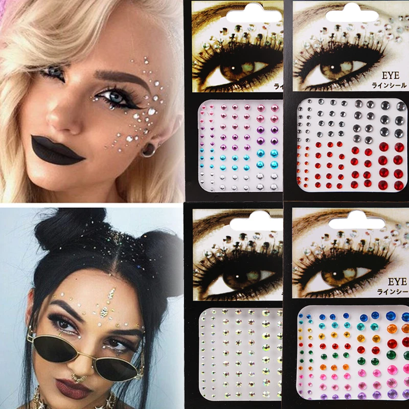 3D Sexy Crystal Eyes Glittering Face Body DIY Diamond Party Jewelry Makeup Tools Eye Makeup  Accessories Disposable Sticker