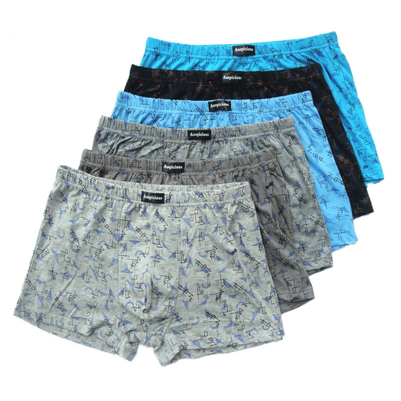 5pcs/Lot Men's underwear 110KG large size 100% cotton Men's mid-rise loose and comfortable boxer